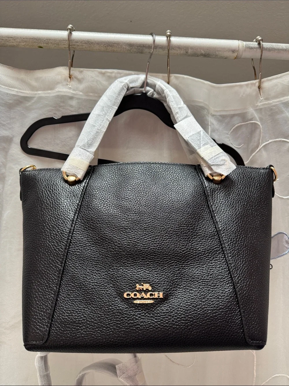 Coach Black Pebbled Leather Satchel with Gold Hardware (C6229 Black, NWT)